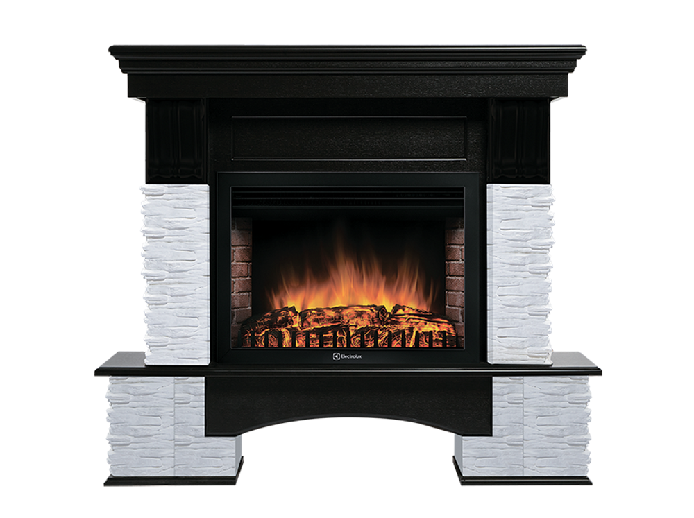 Портал Firelight Pietra Nuovo 30 камень сланец белый, шпон темный дуб