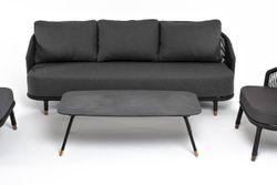 "Верона" лаунж-зона 5-местная плетеная из роупа (веревки), каркас алюминиевый темно-серый, роуп темно-серый