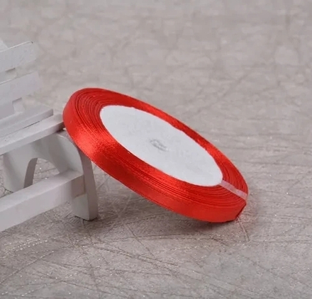 Лента атласная 6 мм 23 м, красная
