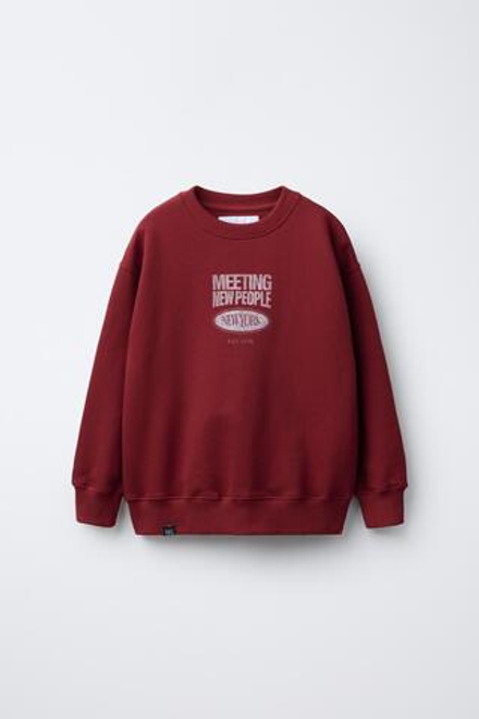 ZARA ТОЛСТОВКА С НАДПИСЬЮ, КРАСНЫЙ