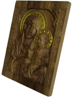 Освященная Икона Иерусалимской Божией Матери резная из дуба