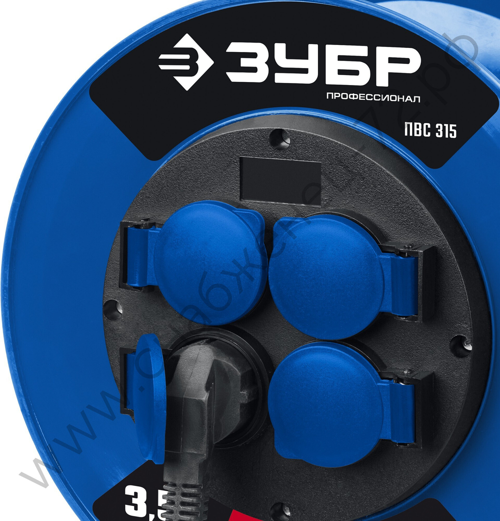 ЗУБР ПВС 315 ПВС 3х1.5 30м 3500Вт IP44, Силовой удлинитель на катушке (55081-30)