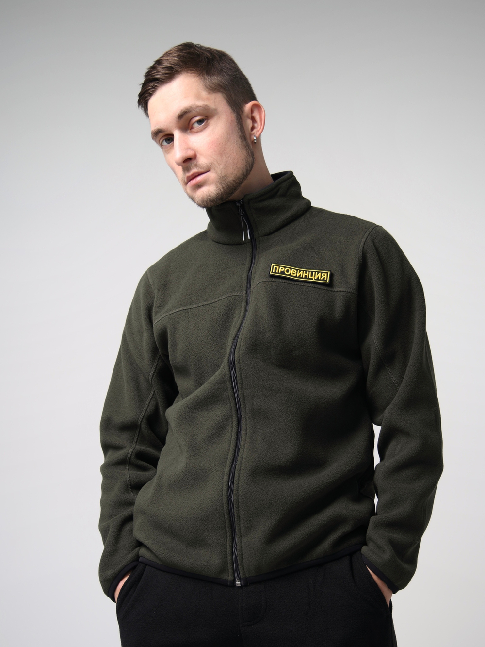 Толстовка худи флисовая на молнии зипка зип провинция хаки зеленая зеленый