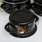 Набор эмалированной посуды 6 пр, кастрюли 1,1.5,2.3 л, Керчь, Арабика-1, корич