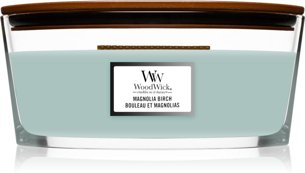 Woodwick Magnolia Birch - ароматическая свеча с деревянным фитилем (хартвик) /   453,6  g  / GTIN 5038581141985