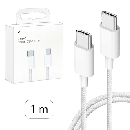 Кабель Type-C -TypeC iPh 15/ iPad 60W с лого (белый) 1м