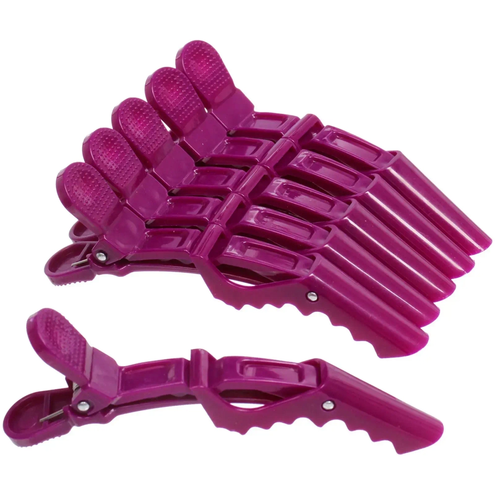 Зажимы парикмахерские 6шт «KLEVER», цвет фиолетовый, 11,2*1,5см