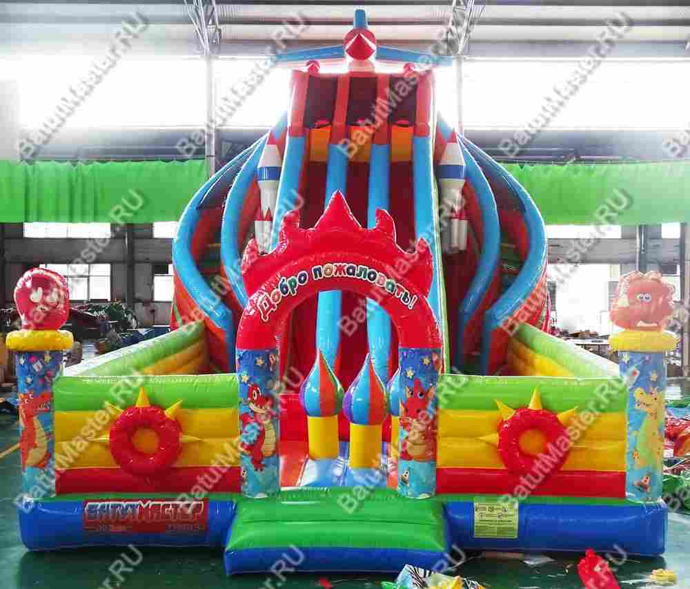 Детский надувной батут-горка "Крутые виражи"