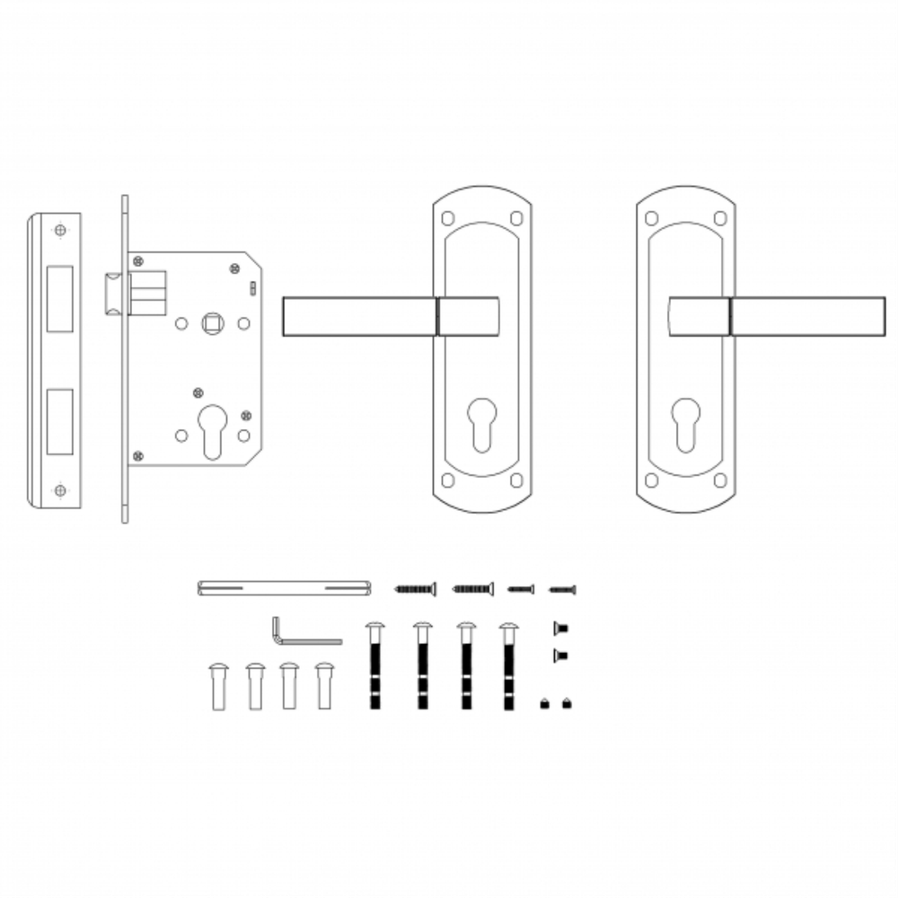 Замок с ручкой KIT P90 4585/3 ORION SN/CP мат. никель/хром