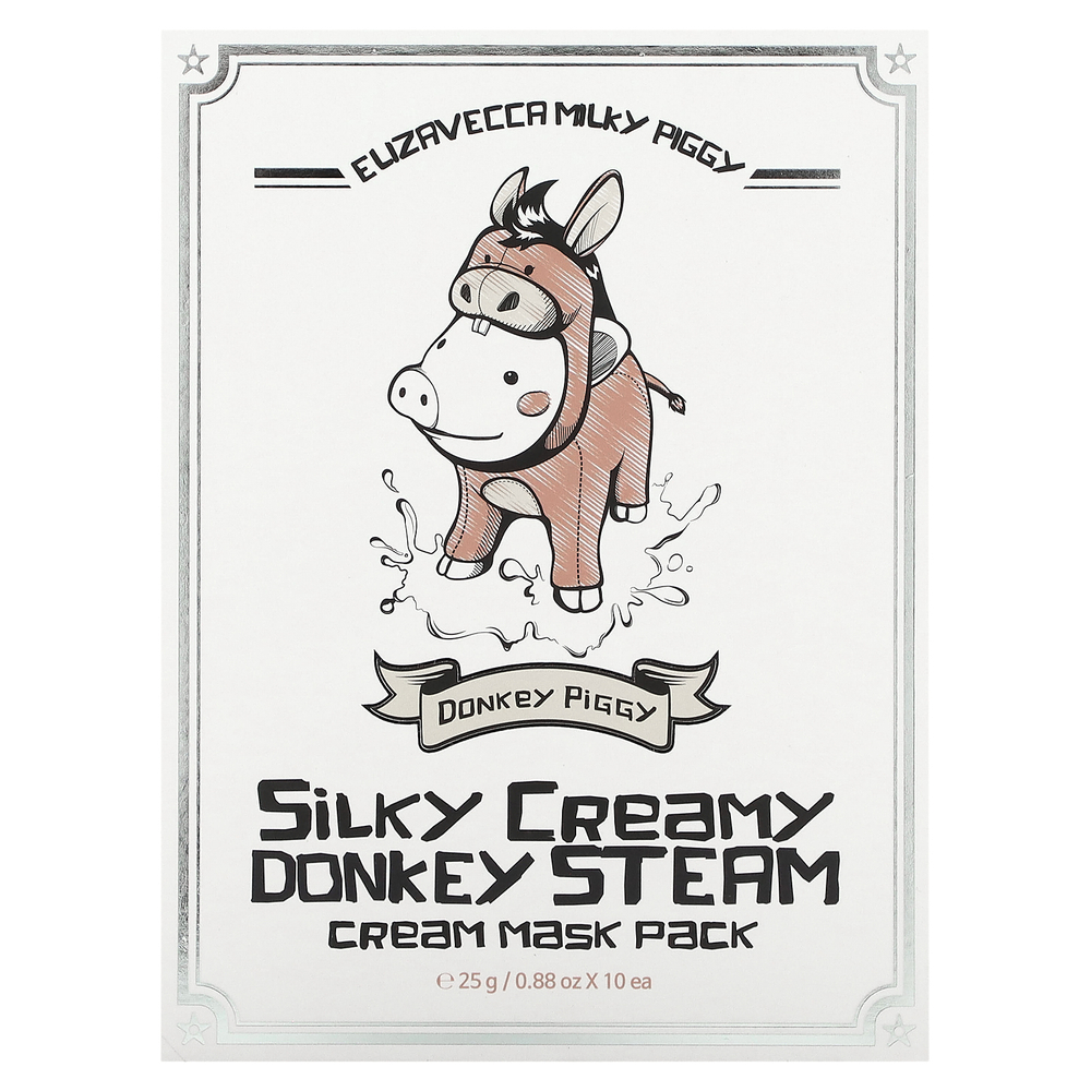 Elizavecca, Milky Piggy, Крем-маска для лица с шелковистым кремом и осликом, 10 шт., 25 г (0,88 унции)