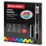 Маркер меловой "POP-ART" ЧЕРНЫЙ, 3,5 мм, сухостираемый, для гладких поверхностей, BRAUBERG, 151525