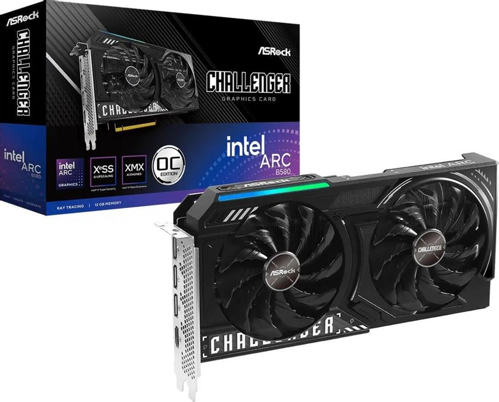 Видеокарта ASRock INTEL  ARC B580 B580 CL 12GO 12ГБ Challenger, GDDR6, OC,  Ret