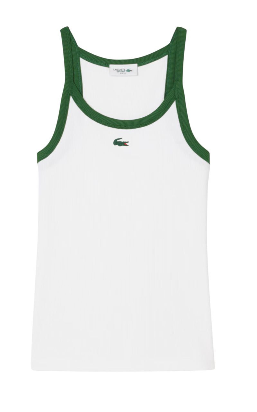 Женский топ теннисный Lacoste Sport Ultra Dry Ribbed Knit Tank - white/green