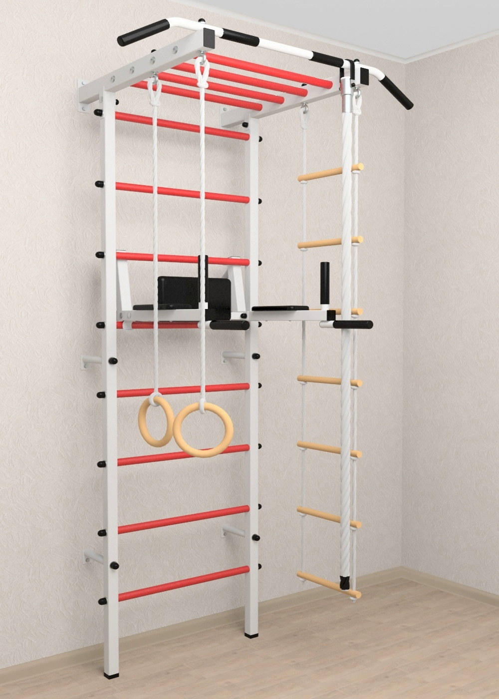 Шведская стенка Sv Pro рукоход 853 (Турник Pro рукоход/Брусья/стойка/Канат/Kольца/Лестница)