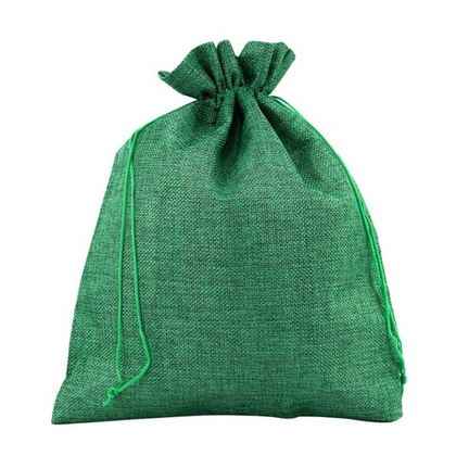 Мешочек подарочный из льна искусственного зелёный, 18*23 см