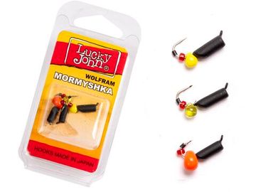Мормышки вольфрамовые Lucky John с петелькой 3шт набор СТОЛБИК безнасадочный блистер