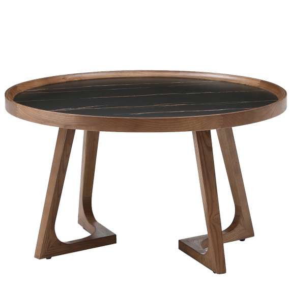 Журнальный столик Vario Ø80х46 см, черная керамика, орех