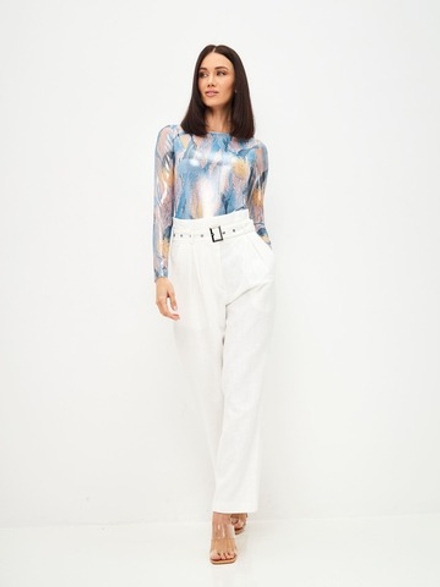 Брюки с защипами из крапивы белые