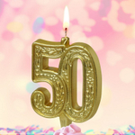 Свеча Цифра, 50 Изящный узор, Золото, 10 см