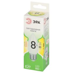 Лампа светодиодная ЭРА GREEN LINE LED B35-8W-830-E27 GL 8Вт свеча теплый свет E27