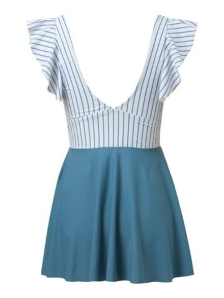 Купальник раздельный с юбкой женский голубой