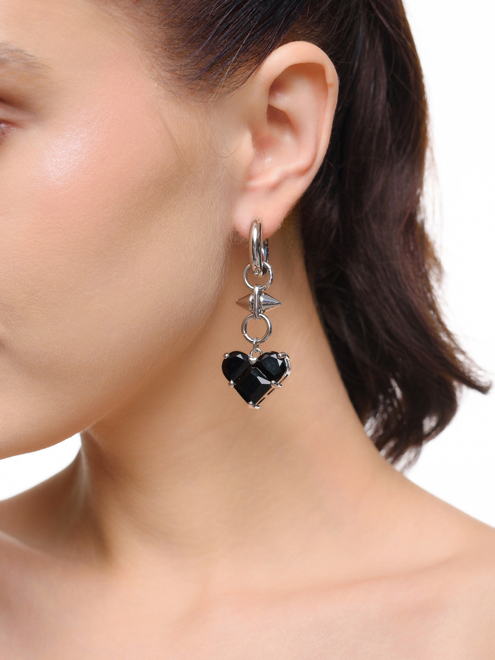 Серьги "Black and White big soul thorn" Silver