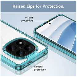 Усиленный чехол с мягкими рамками бирюзового цвета для Xiaomi Redmi Note 14 Pro+, увеличенные защитные свойства, мягкий отклик кнопок