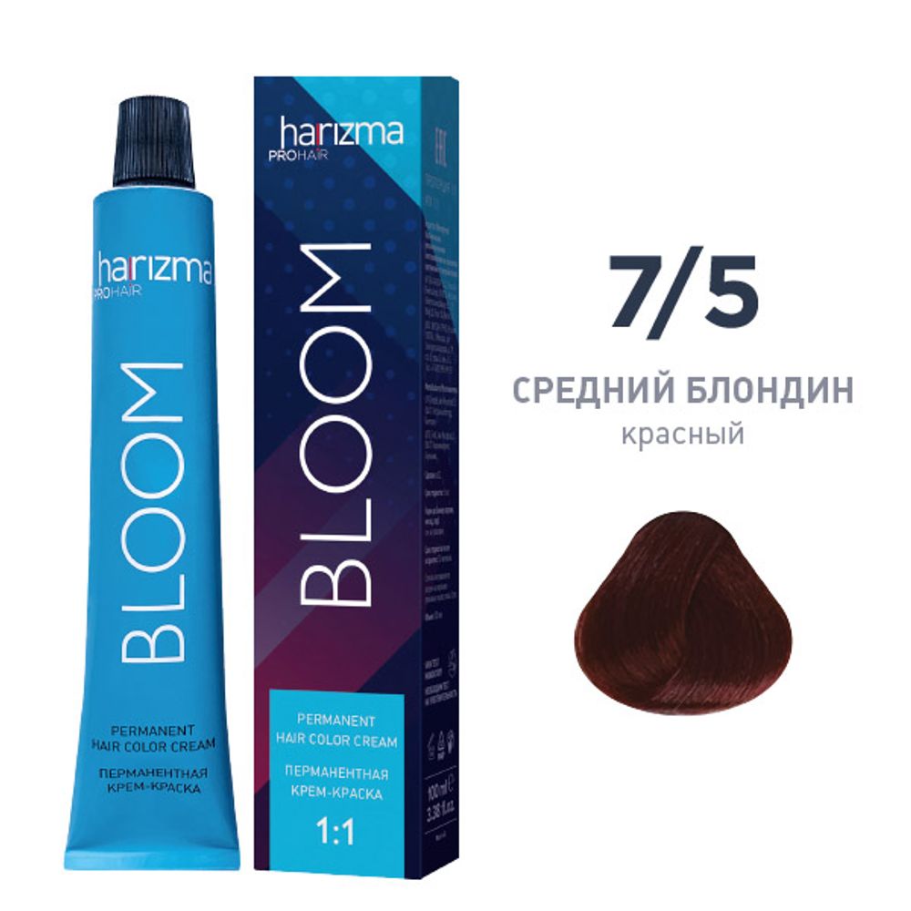 Перманентный краситель Bloom 7/5 Средний блондин - красный 100 мл