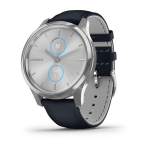 Часы Garmin VIVOMOVE LUXE серебристый с итальянским кожаным темно-синим ремешком
