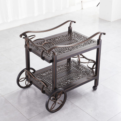 Сервировочный стол с баром из алюминия ЭКСКЛЮЗИВ «EXCLUSIVE» brown на колесах