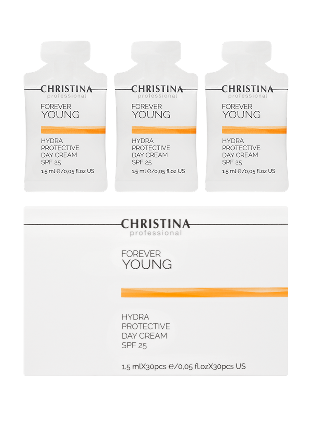 CHRISTINA Forever Young-Hydra Protective Day cream SPF-25 sachets kit 30 pcs