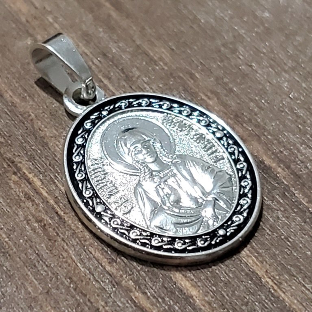 Нательная именная икона святая Маргарита с серебрением кулон медальон с молитвой
