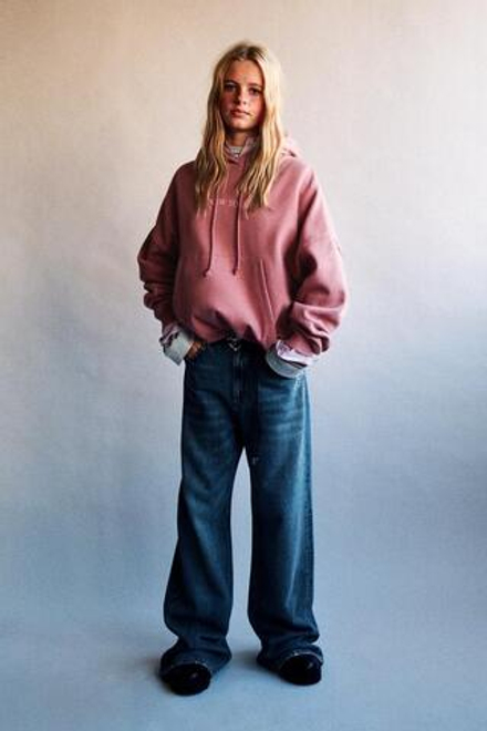 ZARA ТОЛСТОВКА ОВЕРСАЙЗ С НАДПИСЬЮ, РОЗОВЫЙ