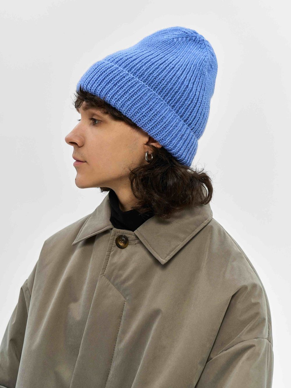 Шапка FOS Бини Вязаная голубая