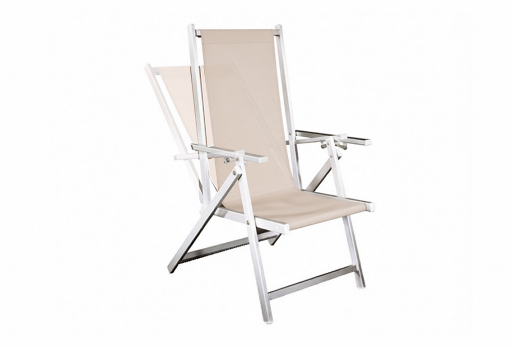 Кресло-шезлонг текстиленовое складное Magnani Marinella, серебристый