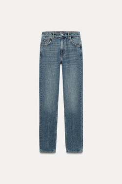 ZARA ДЖИНСЫ SKINNY С ВЫСОКОЙ ПОСАДКОЙ — ZW COLLECTION, ЛИНЯЛЫЙ СИНИЙ