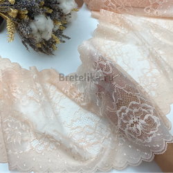 Кружево эластичное бежево-розовое 21 см