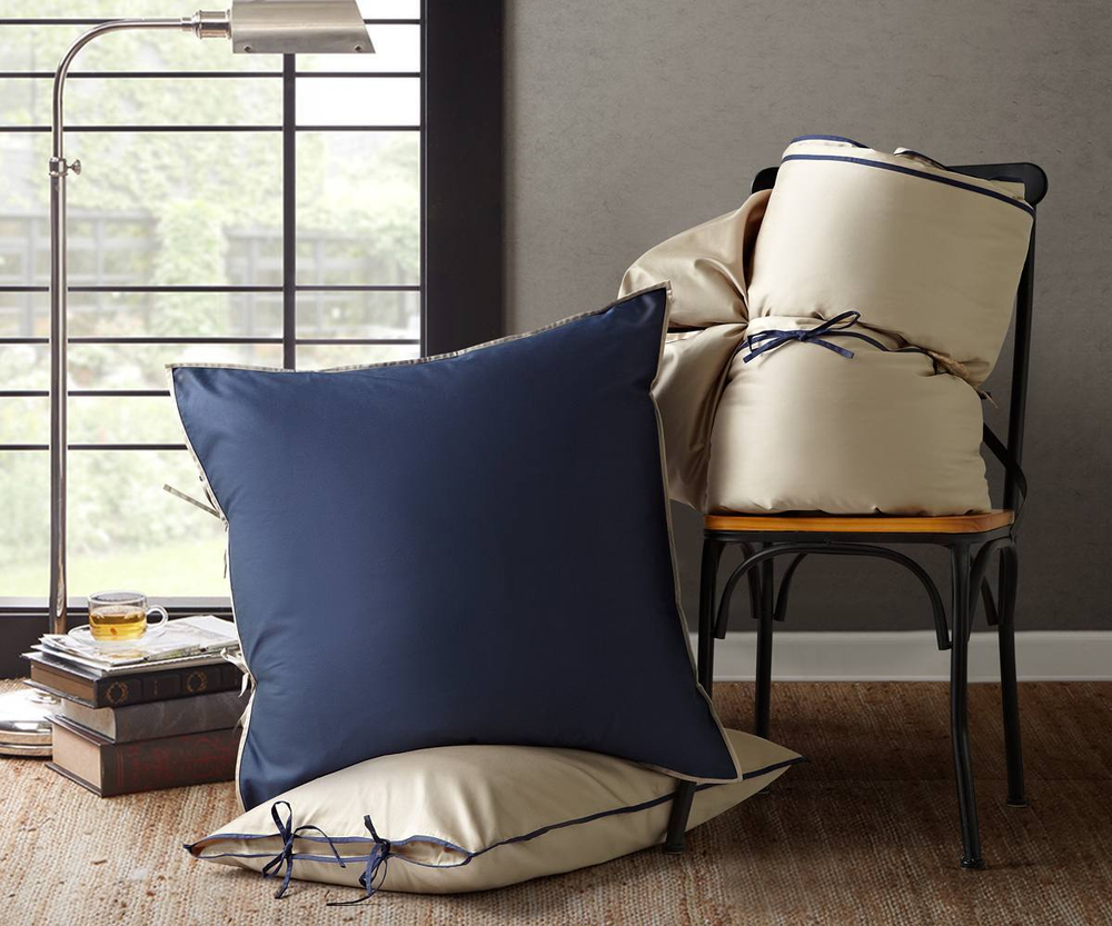 Пододеяльник 220х240 Sharmes Luca темно-синий/светло-бежевый