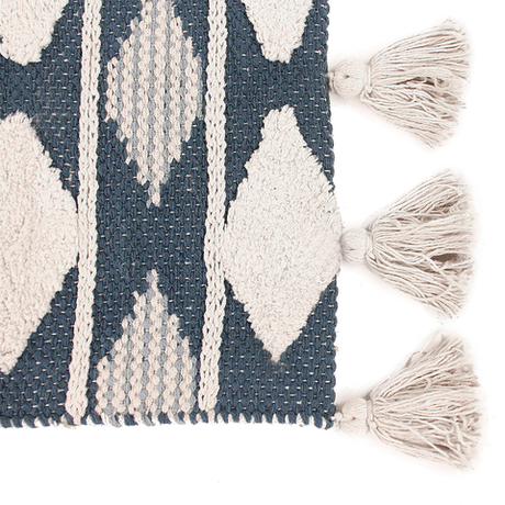 Ковер из хлопка синего цвета с геометрическим принтом Ethnic 70х160 Tkano