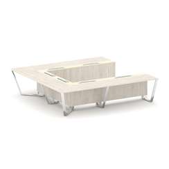 Steel Meet Стол переговорный П-образный MMK-PR.B.SP-11P Дуб Мали/Ваниль Глянец/Нержавеющая Сталь/Хро