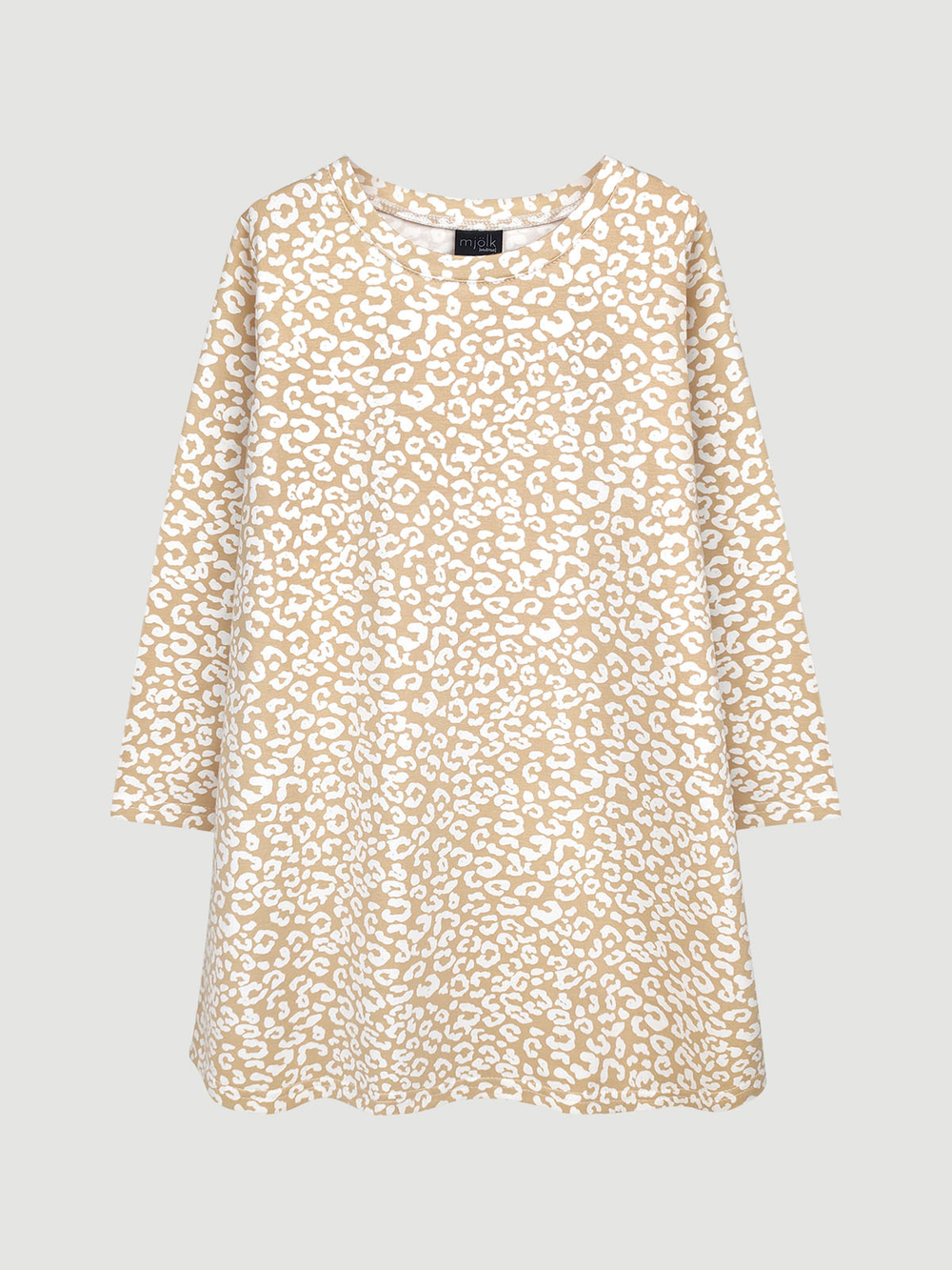 Платье трапеция Mjölk Sand Leopard, с длинным рукавом