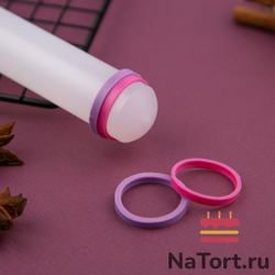 Скалка кондитерская, с набором ограничительных колец (Длина 22,5 см, диаметр 2,5 см)