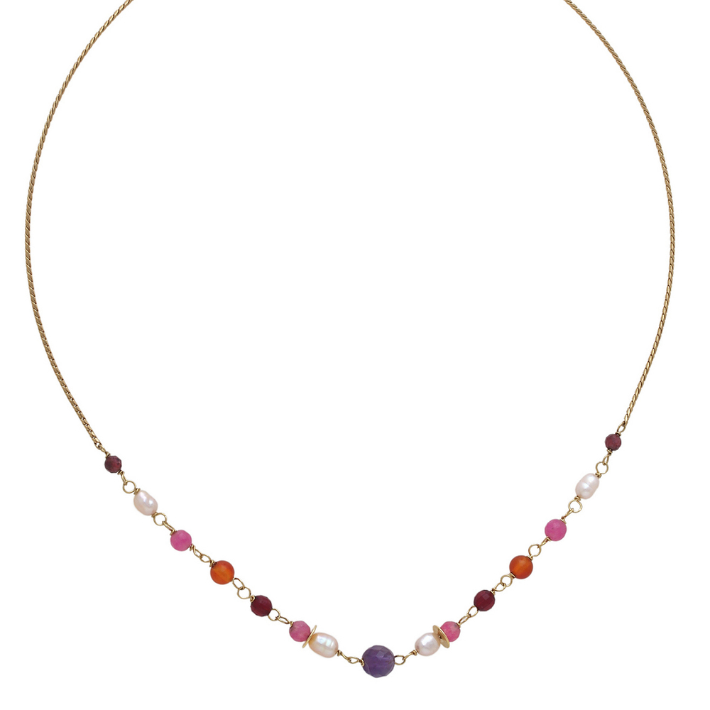 Колье Franck Herval, Jeanne, с аметистом, жемчугом, агатом, нефритом и гранатом, FH26.1-15-64540 (фи
