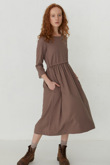 Платье с кулиской цвета какао из вискозы «скидка»