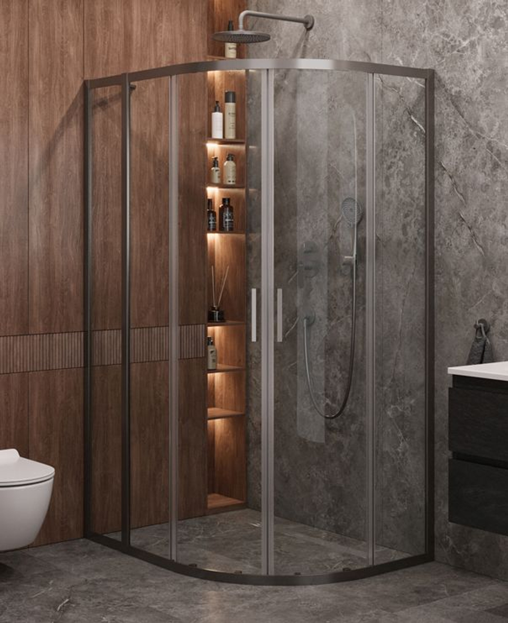 Душевой уголок Cezares MOLVENO-RH-2-120/90-C-GM-IV, 120х90х195, профиль оружейная сталь, прозрачное стекло