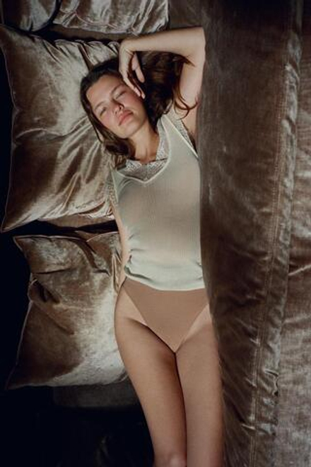 ZARA ТРИКОТАЖНЫЙ ТОП С КРУЖЕВОМ, ЭКРЮ