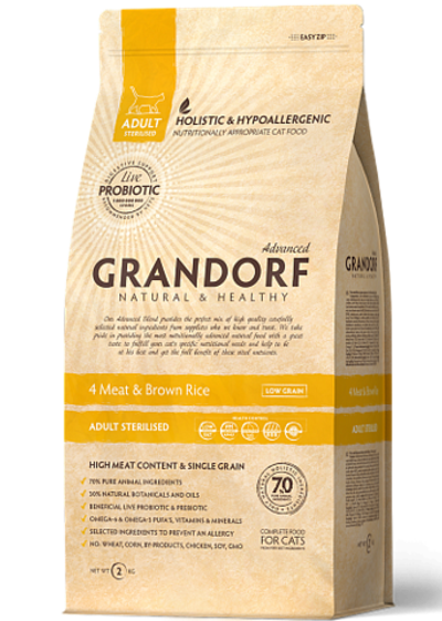 Grandorf Sterilised Holistic Probiotic 4 вида мяса 2кг.