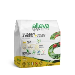 Alleva holistic cat adult chicken & duck сухой корм для взрослых кошек с курицей и уткой, алое вера и женьшенем - 400 г