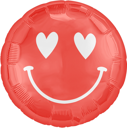 Круг "Красный смайл с сердечками"