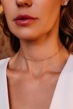 Колье "QUIET LUXURY" с шариками и алмазными гранями в золочении